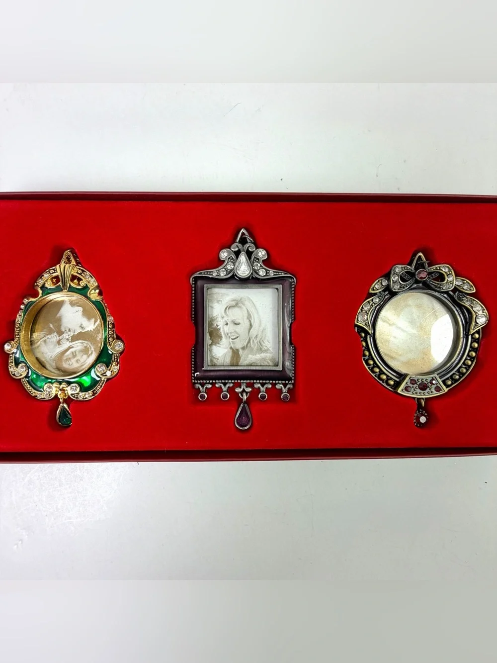 Lenox Set of 3 Frames Jeweled Christmas Ornaments 2.25